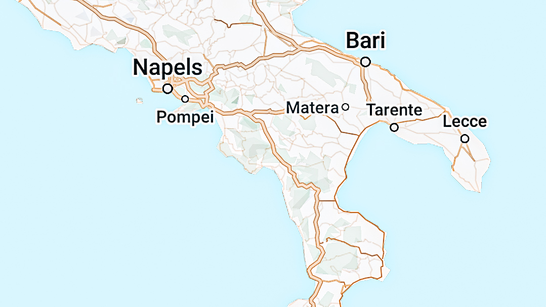 Kaart Zuid-Italië