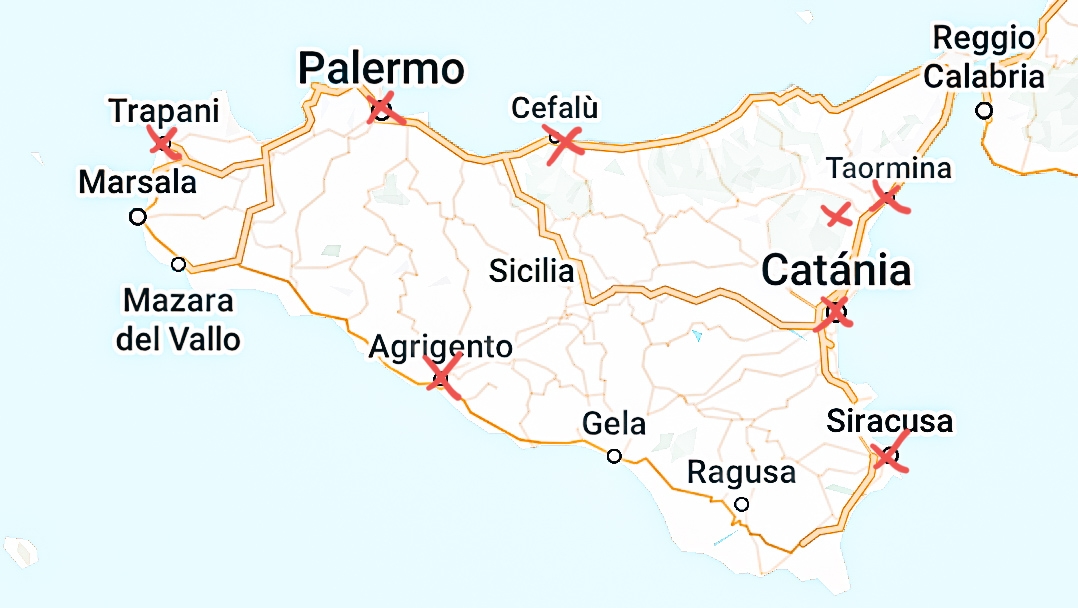 Sicilië roadtrip route